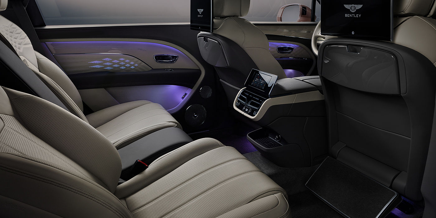 Bentley Taichung Bentley Bentayga EWB Azure SUV rear interior with Bentley Diamond Illumination