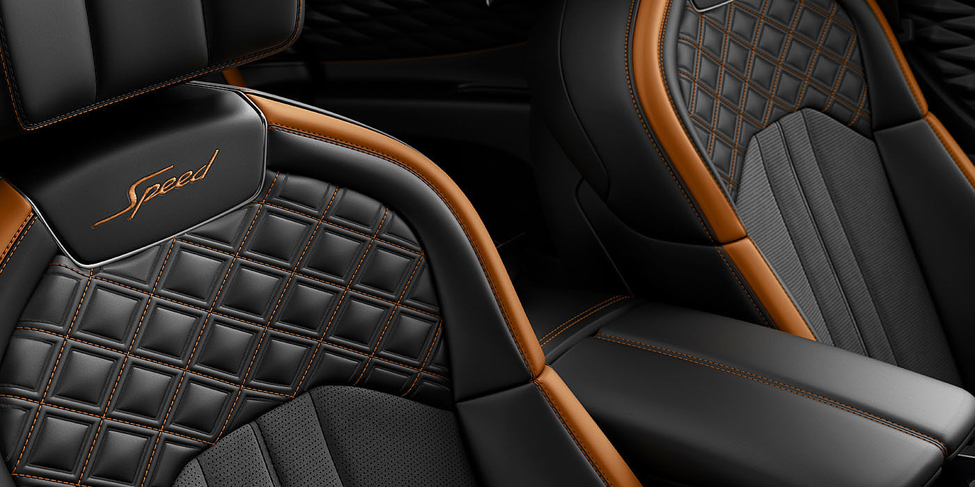 Bentley Taichung Bentley Flying Spur Speed's front seats with detailed contrast stitching and Speed Emblems