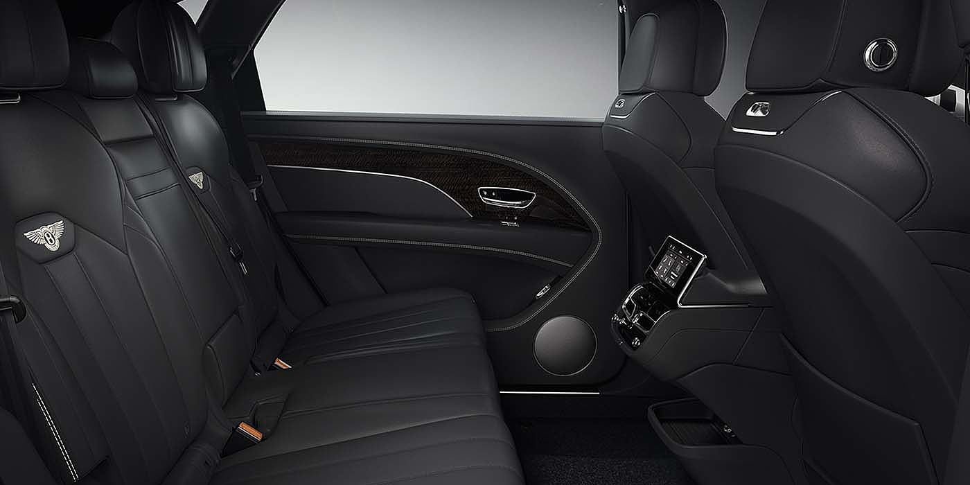 Bentley Taichung Bentley Bentayga EWB SUV rear interior in Beluga black leather