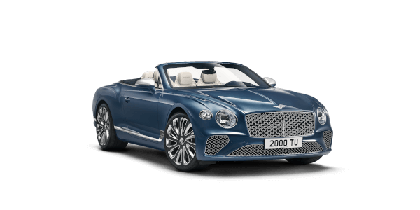 Continental-GT-Mulliner-Convertible-front-three-quarters-in-Blue-Crystal-paint
