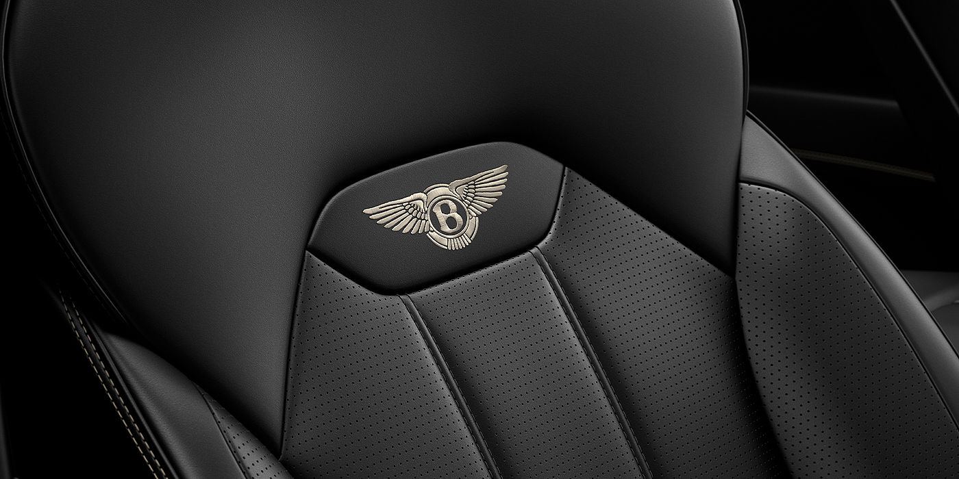 Bentley Taichung Bentley Bentayga SUV seat detail in Beluga black hide