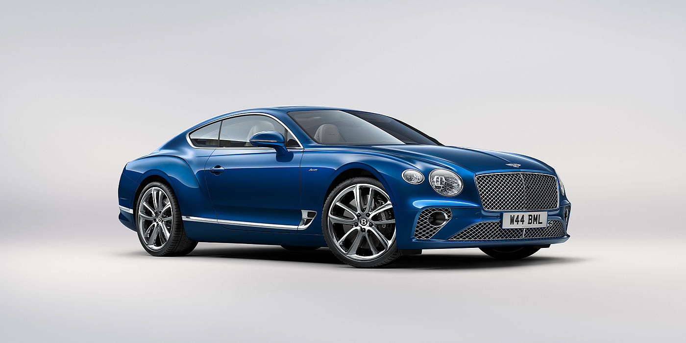 Bentley Taichung Bentley Continental GT Azure coupe in Sequin Blue paint front 34