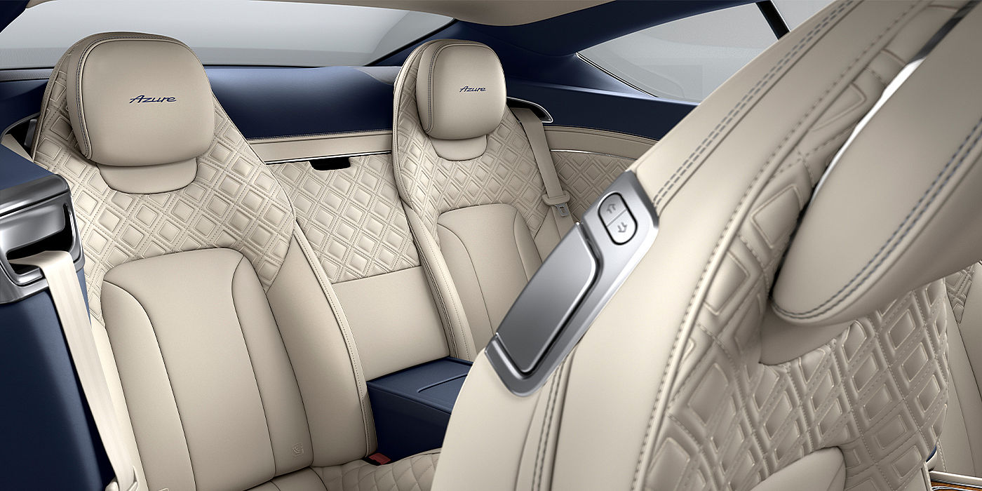 Bentley Taichung Bentley Continental GT Azure coupe rear interior in Imperial Blue and Linen hide