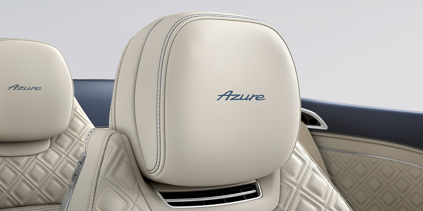 Bentley Taichung Bentley Continental GTC Azure convertible seat detail in Linen hide with Azure emblem
